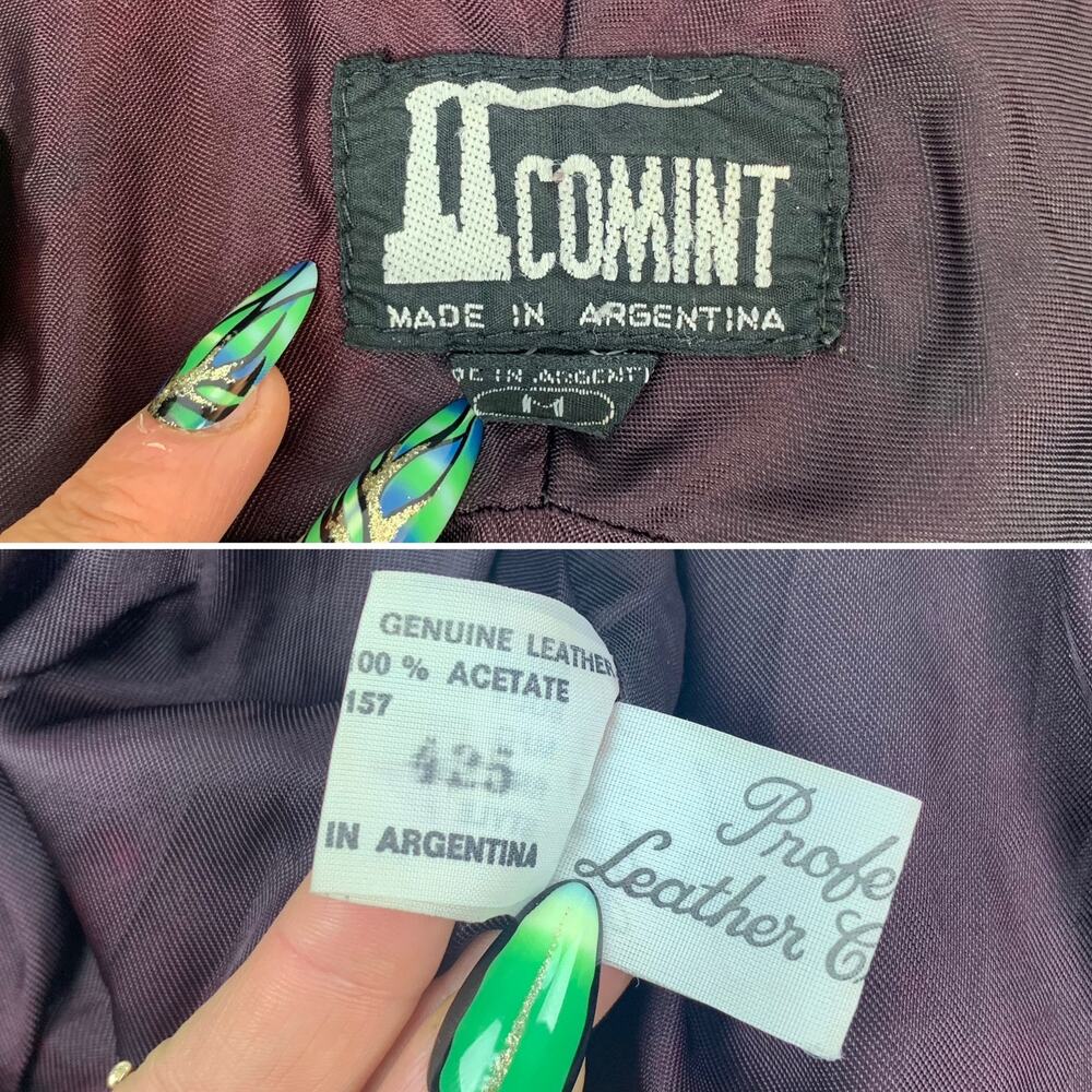 ❌SOLD❌ 1980's black leather batwing jacket by COMINT ARGENTINA - Picture 8 of 14